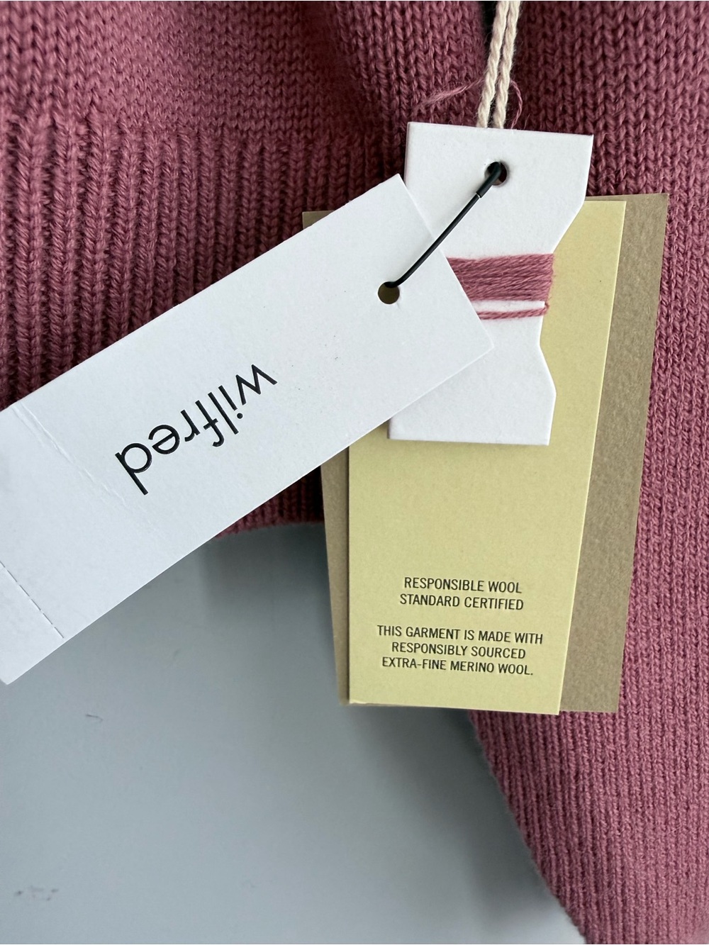 Aritzia Wilfred Free Harper Merino Wool Cotton Mock Neck Sweater XS NWT Pink - Picture 7 of 13